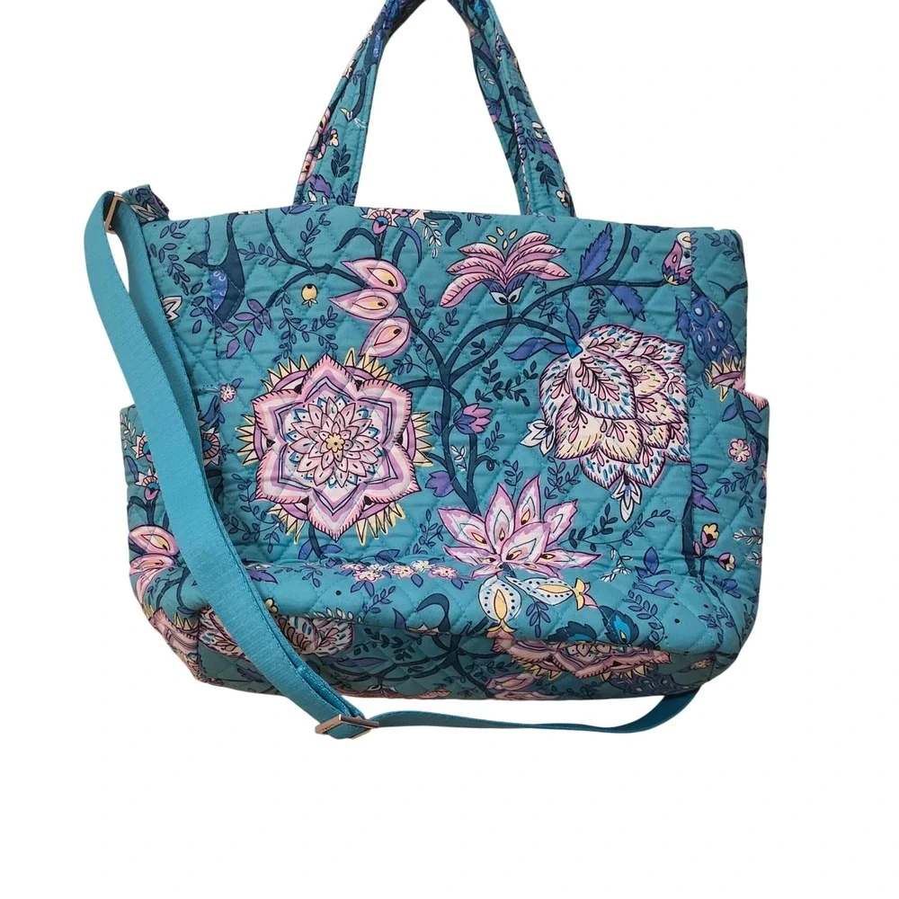 $99 NEW Vera Bradley Peacock Garden Medium Zip Top Tote Quilted Floral Bag